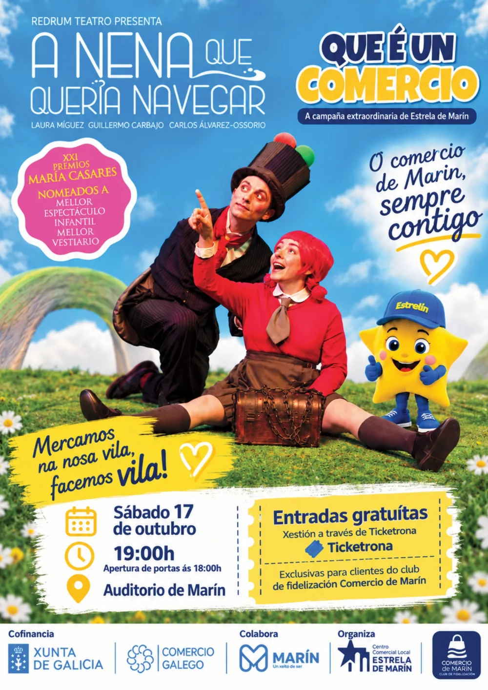 Cartel da obra A nena que quería navegar dentro da campaña Que é un comercio